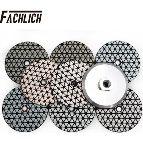 9pcs/set Diamond Dry Polishing Pads and Aluminum Backer Dia 100mm/4" Resin Bond Sanding Disk For Stone Granite and Marble