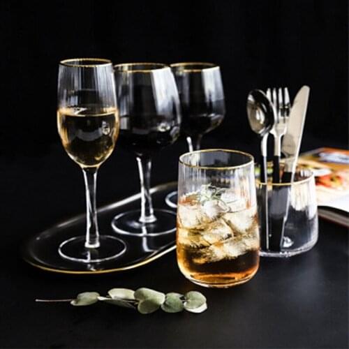 European Striped Wine Clear Glass Champagne Glass Red Wine Glass Household Crystal Goblet