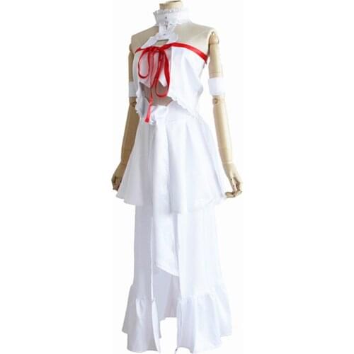 Brdwn Sword Art Online womens Yuki Asuna Cosplay Costume dress (tops+skir+armband+Headwear+Leggings)