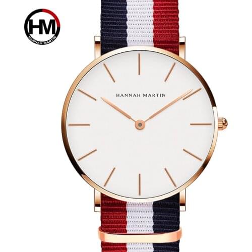 Hannah Martin Lovers' Watches Brand Luxury Men Women Fashion Casual Quartz Watch Simple Nylon Clock Relojes Mujer Montre Femme