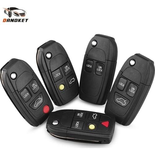 Dandkey Modified 2/3/4/5 Button Flip Folding Smart Remote Car Key Shell For Volvo XC70 XC90 V50 V70 S60 S80 C30 Fob Car Key Case