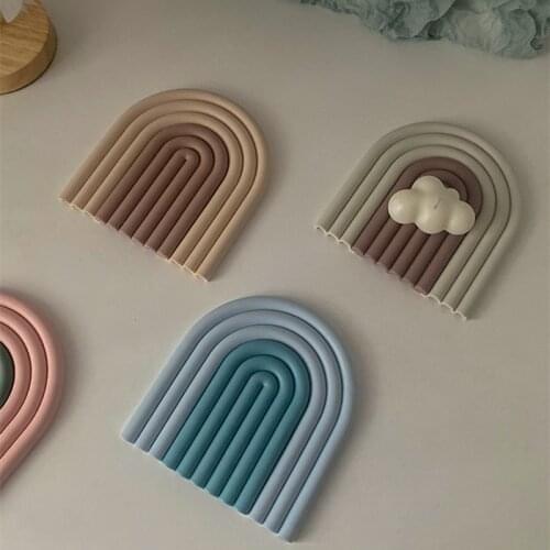CuteLife Nordic Removable Semicircle Silicone Mat Coaster Kitchen Dining Table Decoration Mat Ins Coffee Cup Heat Resistant Mat