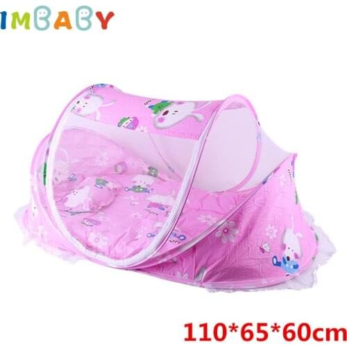 IMBABY Baby Mosquito Net Baby Bedding Crib Netting Folding Baby Mosquito Nets Bed Net Cotton Pad Cotton Pillow Three-piece