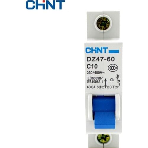 CHINT DZ47-60 C10 AC230/400V 1P 10A Rated Current 1 Pole Miniature Circuit Breaker