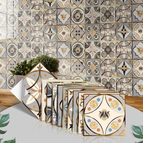 Colorful Pattern Ceramic 3d Wall Sticker Self-adhesive Tile Stickers Bathroom Waterproof Tiles Wall Decoration Living Room Decor