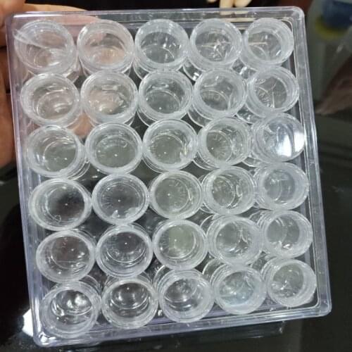 30Pcs 10g Round Clear Plastic Bead Jars With Screw Caps For Rhinestones, Nail Art, Glitter, Make Up, Cosmetics And Travel Cream