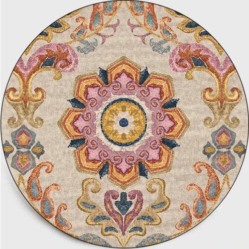 Nordic Round Carpet Bohemia Ethnic Vintage Flower Pattern Mandala Carpets For Living Room Modern Classic Rugs Morocco Carpets