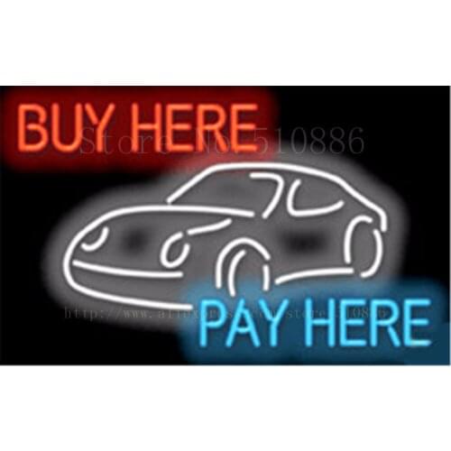 Buy Here Pay Here with Graphic Auto Car Repair Real Tube Car neon sign decorative Custom LED Automotive Shop Store 19"x15"