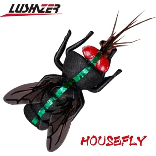 LUSHAZER 2pcs/lot Realistic Nymph Scud Fly Trout Fishing Artificial Insect Bait Lure Simulated Scud Worm Fishing Lure With box