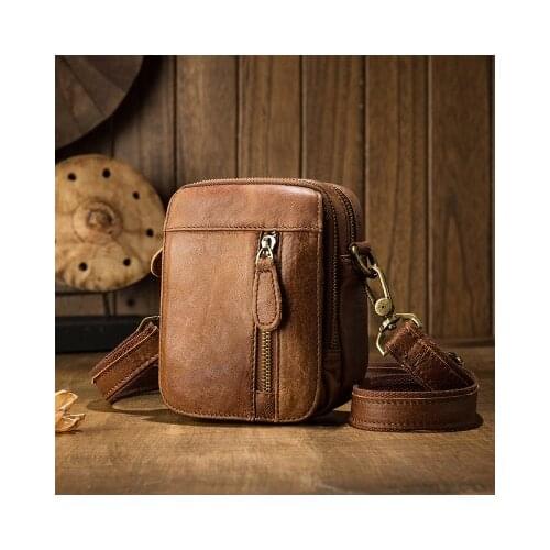 MAHEU Genuine Leather Mini Crossbody Bags Waist Bags Of Men Male Belt Pouch Korean fashion small shoulder bags wasit packs