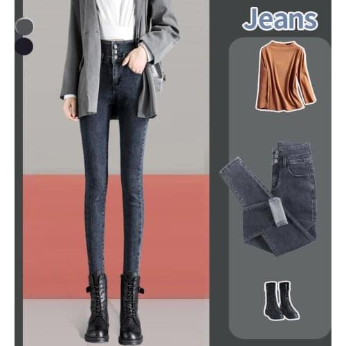 Fashion High Waist Women Jeans Pencil Leggings Pockes Tretch Black Pants Skinny For Female Clothing Trousers Girls Trousers