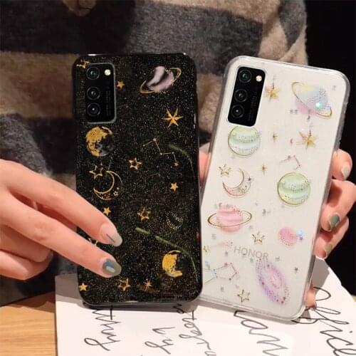 Fashion Soft Bling Glitter Moon Stars Case For Huawei Honor 9 P40 P30 P20 P10 P9 P8 Lite V30 Pro Plus 9i 8 V20 V10 Nova 7i Case