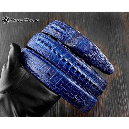 Crocodile Pattern Mens Casual Fashion Biker Rock Real Leather Belt