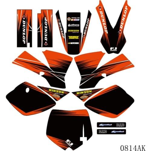 Full Graphics Decals Stickers Motorcycle Background Custom Number Name For KTM SX 50 SX50 2002 2003 2004 2005 2006 2007 2008