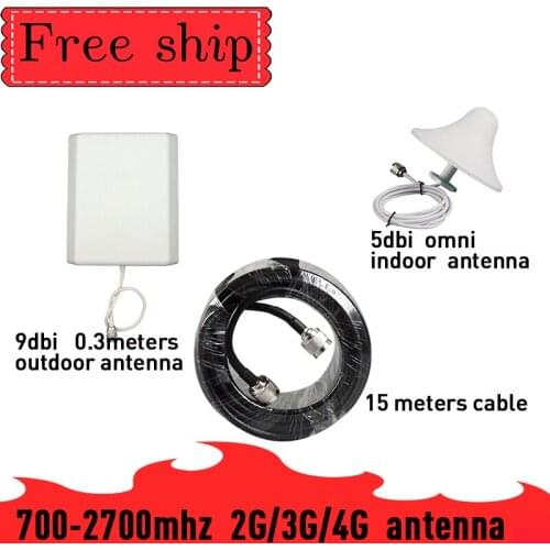 700~2700 mhz Outdoor 9dbi Panel antenna CDMA UMTS GSM For Cell Phone Booster Repeater indoor Omni Antenna With 2m Cable