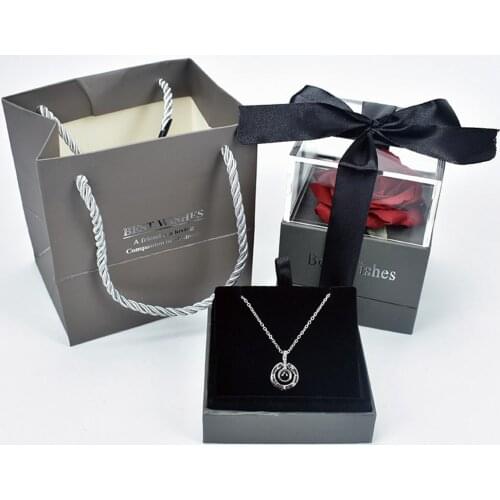 Unfade rose Jewelry Box with Surprise 100 Languages I Love you Necklace Gift For Mother girlfriend