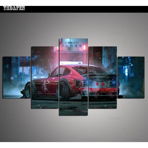 Op de muur HD print olieverf modulaire foto A sports car poster kind room decor woondecoratie 5 stks canvas art z007