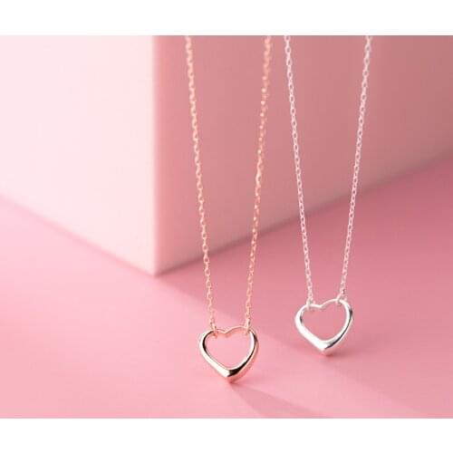 925 Silver Heart Pendant Necklace Best Friend Kolye Vintage Boho Bijoux Femme Collier Collane Necklace Women Jewelry