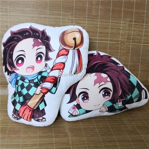 Tanjirou Kamado Plush Doll Anime Demon Slayer Kimetsu No Yaiba Figure Pillow Double Sided Case Cosplay Plushies Toy 45cm Gift