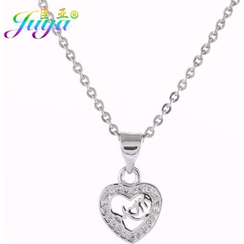 Mothers Day Gift Jewelry Micro Pave AAA Cubic Zirconia Copper Heart Shape MOM Suspension Pendant Gold Chains Choker Necklace