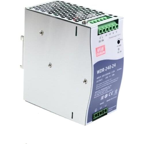 Mean Well WDR-240-24 180-550VAC Input voltage meanwell DC 24V 10A 240W Single Output Industrial DIN RAIL Power Supply