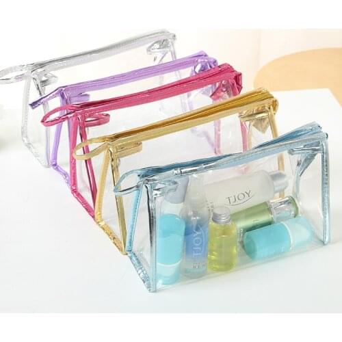 Fashion PVC Transparent Clear Woman Cosmetic Bags Clutch Bag Handbag Jelly Phone Case Card Zipper Totes Make Up Storage