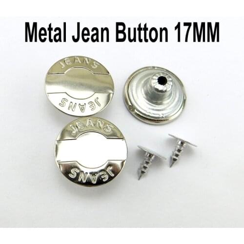 30PCS 17MM Letter Fashion Silver Metal Jeans Button Fits Round Trousers Buttons Clothes Accessory JMB-378