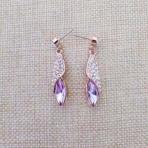 QiLeSen Fine jewelry 925 sterling silver suitable for ladies wedding earrings, Light of the desert light purple earrings YW100