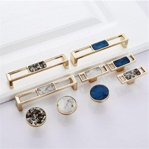 Nordic Marble Shell Cabinet Handle Knobs Gold Alloy Cupboard Drawer Wardrobe Pulls Kitchen Furniture Hardware 128mm Home Decor