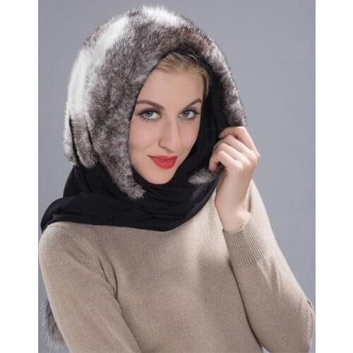 JKP Real Mink Fur Cap Winter Warm Scarf Caps Winter Cap Russian Style Natural Solid Fur Hat Ladies Hat DHY17-36