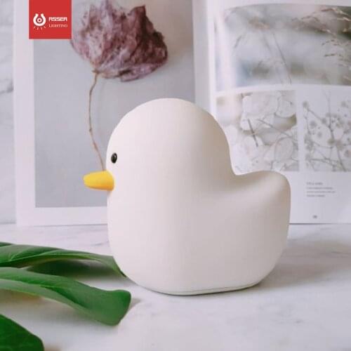 Cute Pet Shape USB Rechargeable Duck Night Lights For Kids Safe Silicone Bedside Lamp
