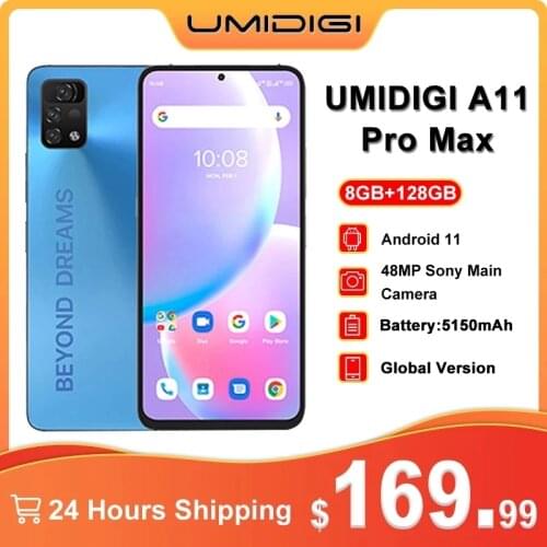 [World Premiere]UMIDIGI A11 Pro Max Smartphone 8GB+128GB Global Version Helio G80 6.8"FHD+Screen 48MP AI Triple Camera 5150mAh