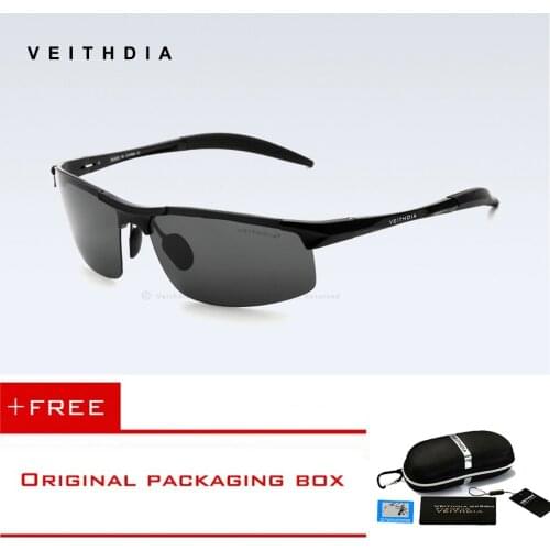 VEITHDIA Rimless Polarized Mens Sunglasses Designer Aluminum Magnesium Sun glasses Driving Eyewear Accessories shades For Men