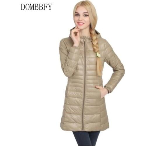 Brand Autumn Winter Women Duck Down Jacket Slim Parkas Ladies Coat Long Hooded Portable Ultra Light Outerwear Plus Size 6XL 7XL