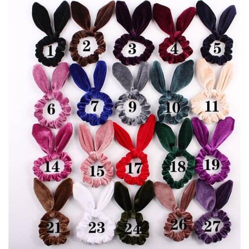 Girl Women Velvet Hair Scrunchies Tie Accessories Ponytail Holder Scrunchy Hair bands Velour Bunny Ears Pleuche Headwear FJ3363
