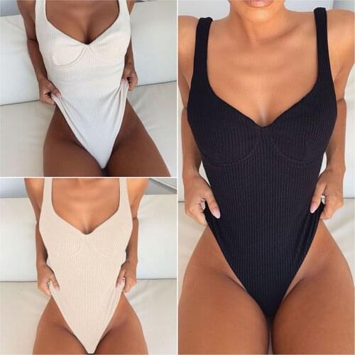 Swim Suits For Women One Piece 2021 Solid White Retro Swimsuit Women Fused Ribbed Swimwear Push Up Biquini Bathing Suit Swimming