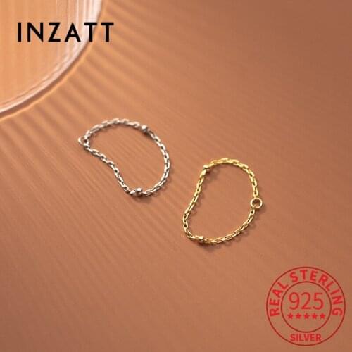 INZATT Real 925 Sterling Silver Bead Round Chain Ring For Fashion Women Punk Fine Jewelry Minimalist Accessories Drop Shipping