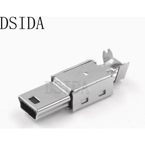 10Pcs/lot Mini USB 5PIN Male Connector Welding line Charging USB Plug Male Metal Case