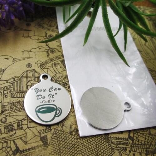 20pcs--"You Can Do It -Coffee"stainless steel charms 5 styles for choosing DIY Charms for necklace bracelets