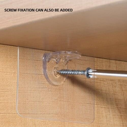 10Pcs Transparent Adhesive Wall Hook Hangs Masks Simple Wall Key Holder Shelf Support Adhesive Pegs Plastic Closet Cabinet Clips