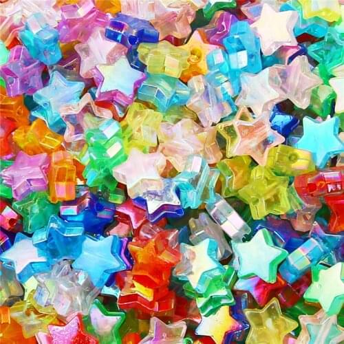 100pcs 11x10mm Transparent AB Color Star Acrylic Beads Loose Spacer Beads for Jewelry Making DIY Bracelet Necklace Earrings