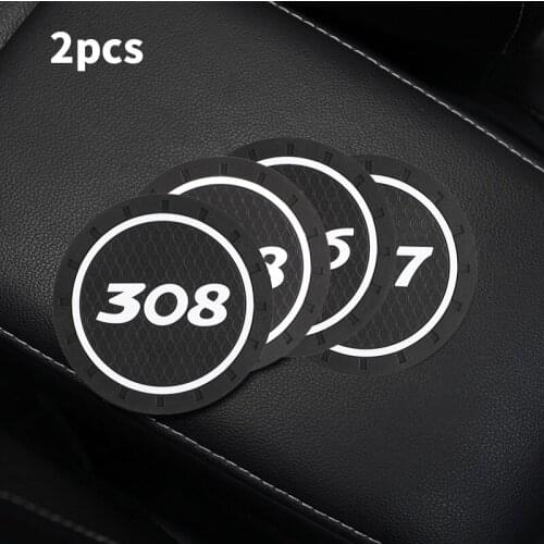 2pcs for Peugeot 206 208 308 407 508 2008 3008 Car Coaster Silicone Epoxy Coaster Mat