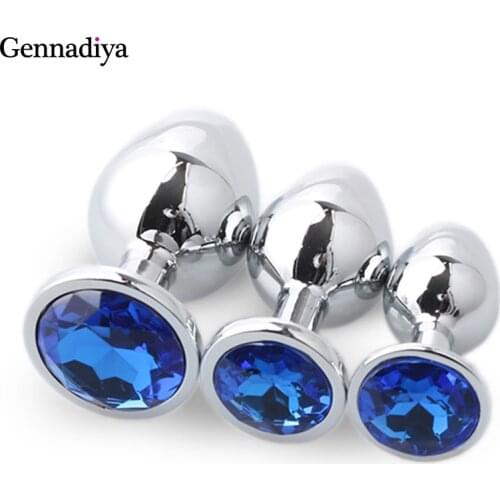 3pcs/Set Stainless Steel Metal Anal safe plug medical Anal Beads Anus tube Crystal Waterproof Adult Products Plug for women