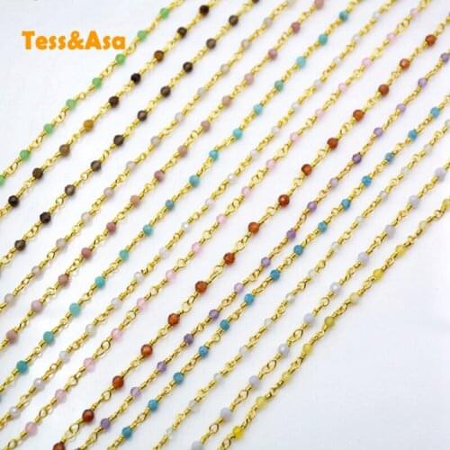 3pcs Natural Gem Stone Necklace 3mm Unfinished Bead Wire Wrapped Chains Rosary Chain Hand Made Chain for Perfume Bottle Necklace