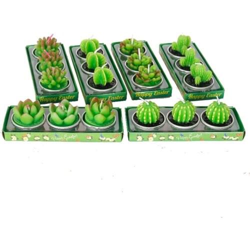 3Pcs Simulation of Green Plants Succulent Tea Wax Flowers Home Scene Decoration Ornaments To Smoke Plant Paraffin Candles