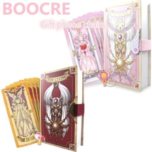 Anime 53 Piece Cosplay Card Captor Sakura KINOMOTO Tarot With Clow Cards Magic Book Set in Box Prop Gift Phone Chain