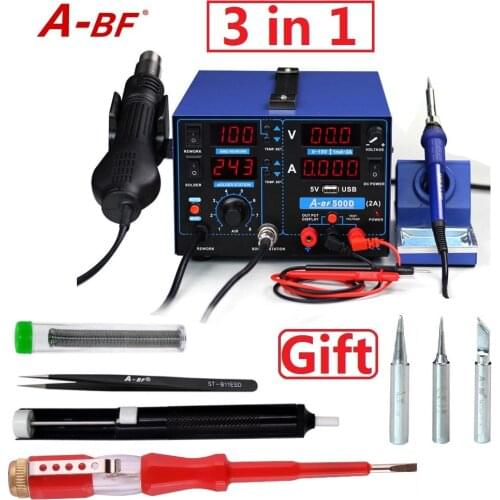 A-BF 500D Soldering Rework Station Combine soldering iron hot air gun station power supply 3 in 1 for DIY or smart phone repair