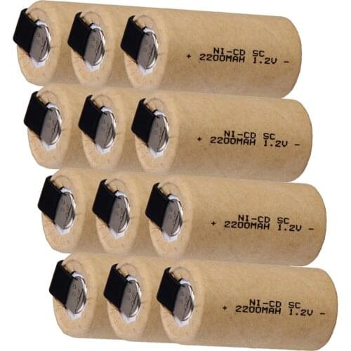 12 pcs SC 2200mah 1.2v battery NICD rechargeable batteries for electric screwdrivers for makita bosch B&D Hitachi metabo dewalt