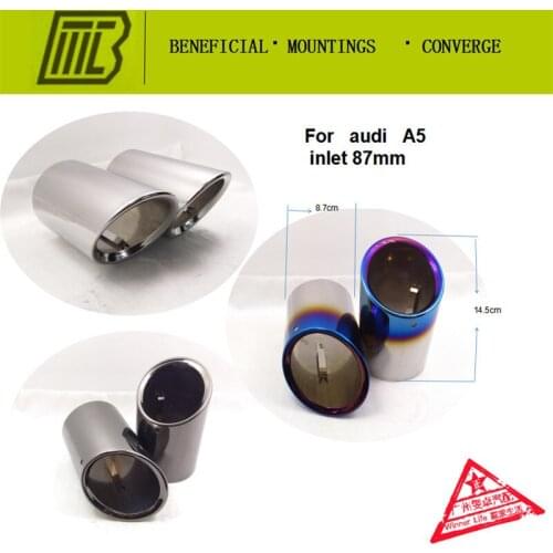 Car Exhaust resistance Muffler Universal Modified Tail tip Pipe for AUDI A5 Inlet 87mm.length 145mm soprt car use