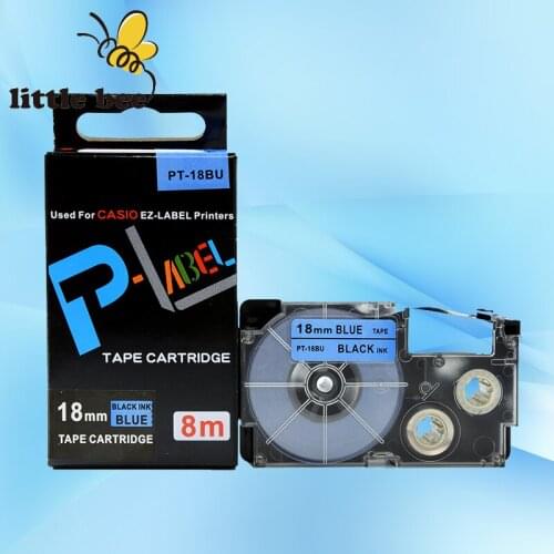 Free shipping 10Pcs compatible Black on Blue XR-18BU1 18mm label tapes for EZ label printers